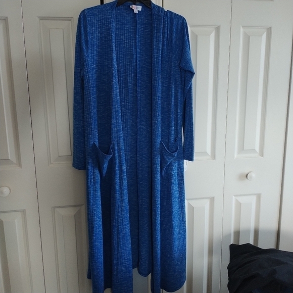 LuLaRoe Sarah L Elegant Blue Duster Cardigan Maxi L - Picture 8 of 15